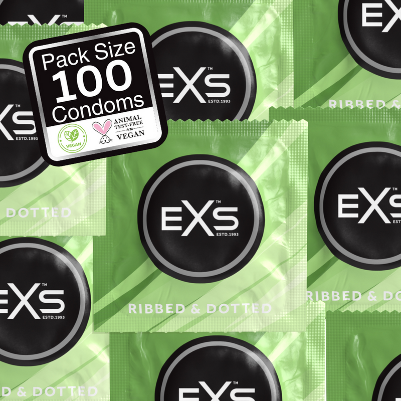 EXS 3 i 1 - Ribbet, prikket og flosset - Kondomer - 100 stk.