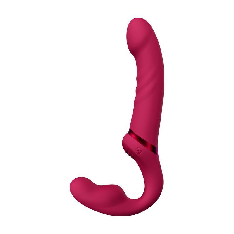 Lovense Lapis – app-styret stropløs strap-on, rød