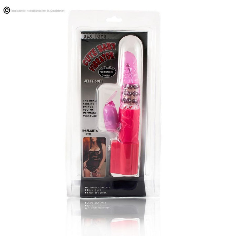 Rabbit Vibrator Pink Med Rotation og Vibration - funtoys.dk