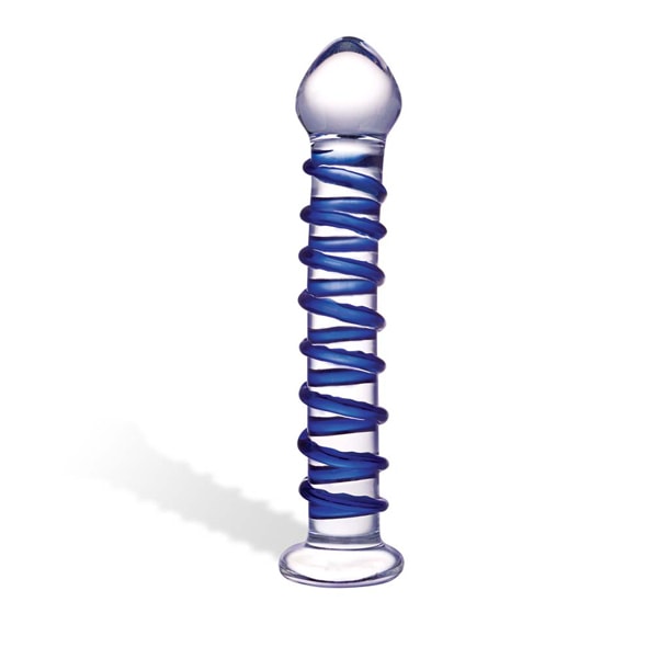 Den Blå Spiral Glas Dildo - funtoys.dk