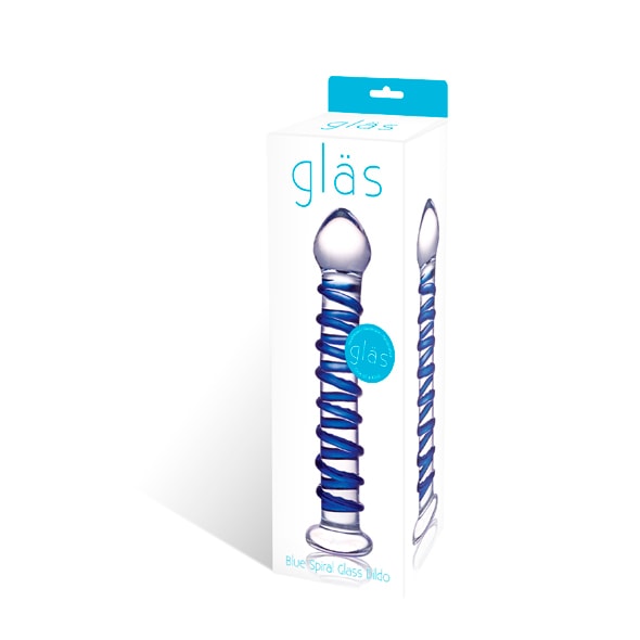 Den Blå Spiral Glas Dildo - funtoys.dk