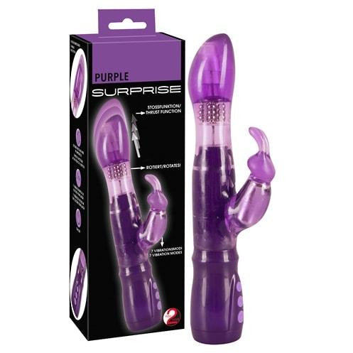 Rabbit Vibrator - Lilla med Rotation og Stød Funktion - funtoys.dk