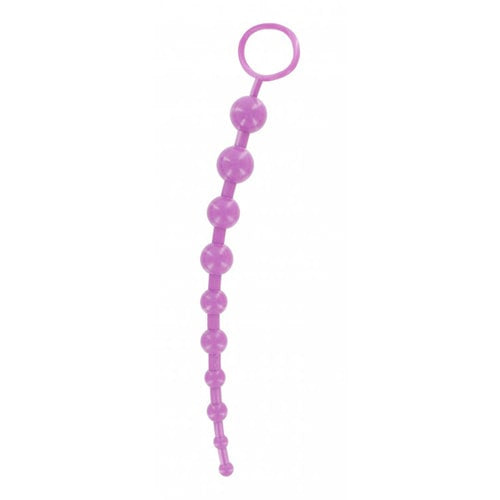 Ribbed Long Anal Beads - Lilla - funtoys.dk